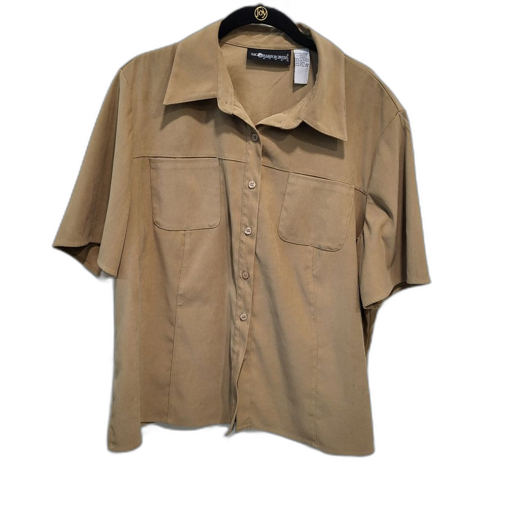 2/$30 Sag Harbor Microfiber Blouse in Camel - 18W